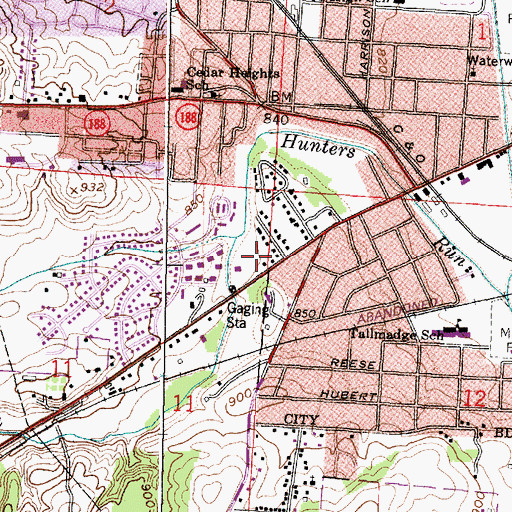 Topographic Map of Hunter Park, OH