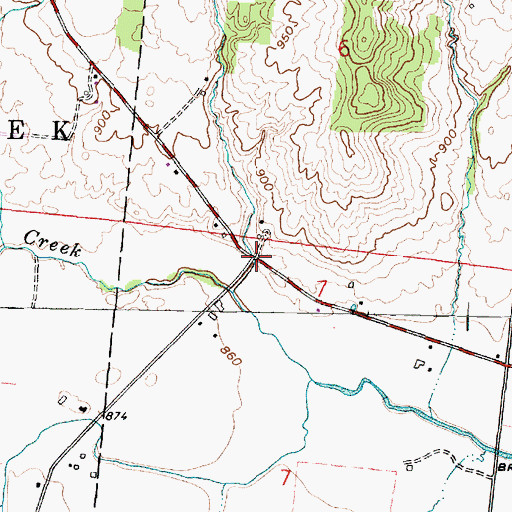 Topographic Map of Hutchins Bridge, OH