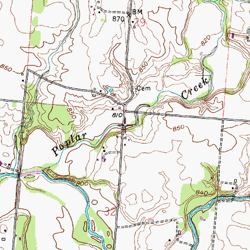 Topographic Map of John Bright Bridge, OH