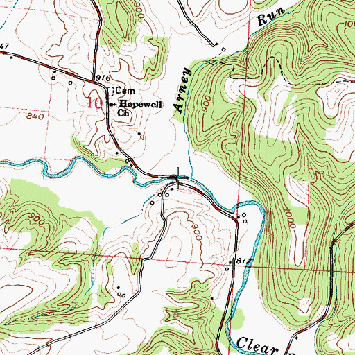Topographic Map of Johnson Bridge, OH