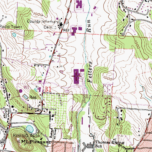 Topographic Map of Lancaster High School, OH