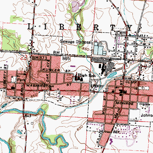 Topographic Map of Liberty-Union High School, OH