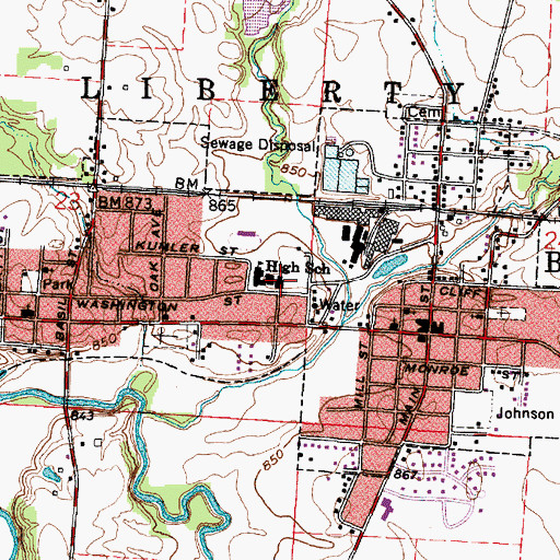 Topographic Map of Liberty-Union Middle School, OH