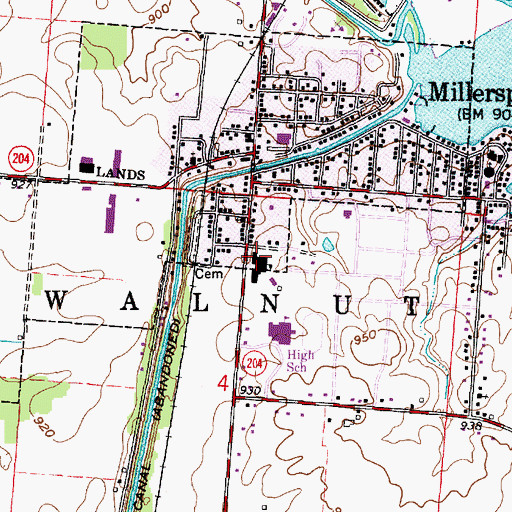 Topographic Map of Millersport Elementary School, OH