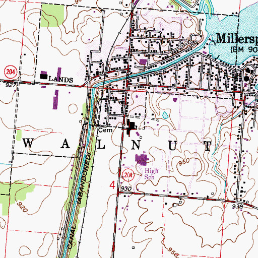 Topographic Map of Millersport High School, OH