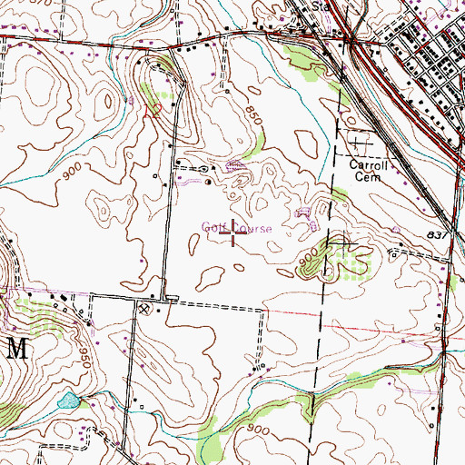 Topographic Map of Pine Hill Golf Course, OH
