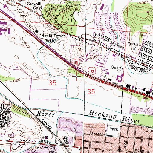 Topographic Map of River Valley Mall Shopping Center, OH