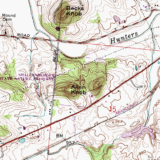 Topographic Map of Shallenberger State Nature Reserve, OH