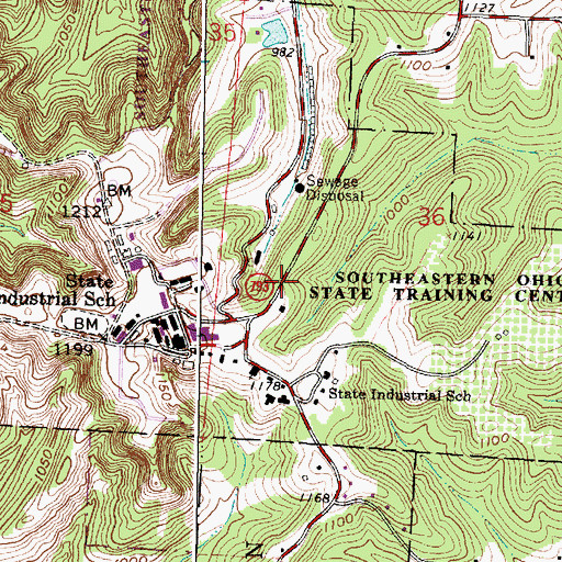 Topographic Map of Southeastern Ohio State Training Center, OH