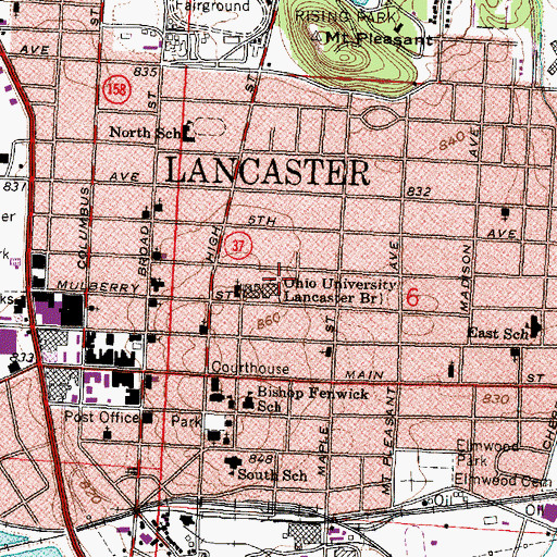 Topographic Map of Stanberry High School, OH