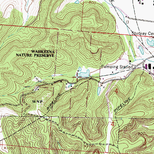 Topographic Map of Wahkeena Nature Preserve, OH