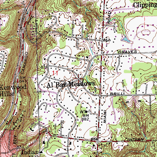 Topographic Map of Al Bar Meadows, OH