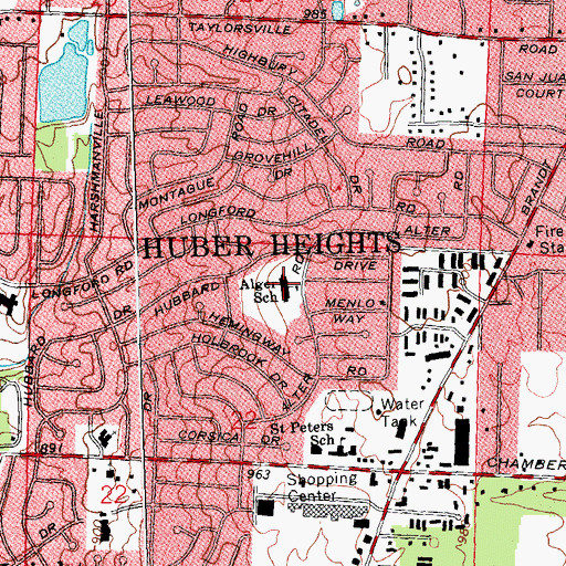 Topographic Map of Alger School, OH