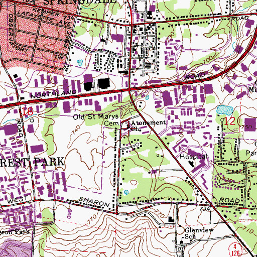 Topographic Map of Atonement Church, OH