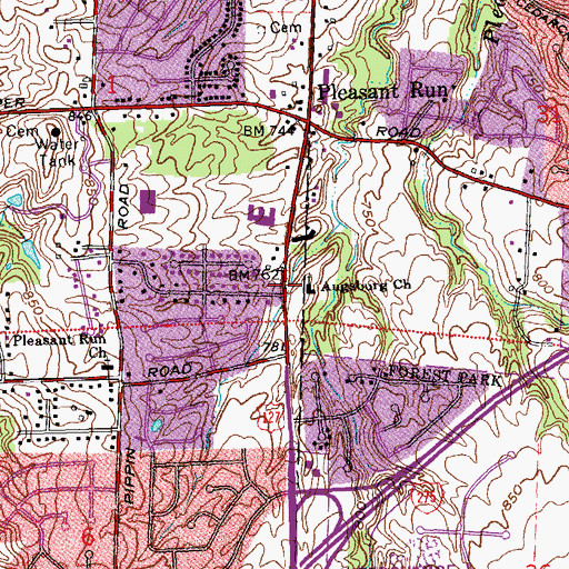 Topographic Map of Augsburg Lutheran Church, OH