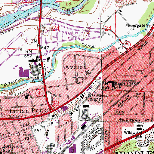 Topographic Map of Avalon, OH