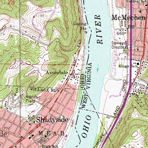 Topographic Map of Avondale, OH