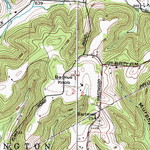 Topographic Map of Backus Knob, OH