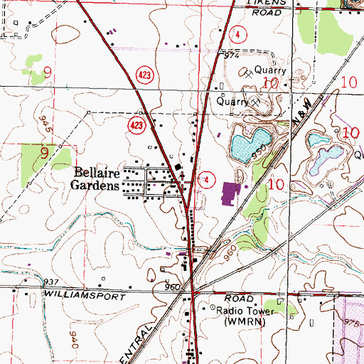 Topographic Map of Bellaire Gardens, OH