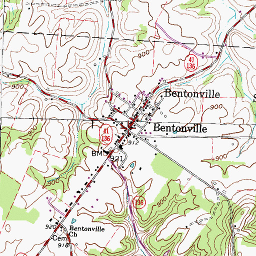 Topographic Map of Bentonville, OH
