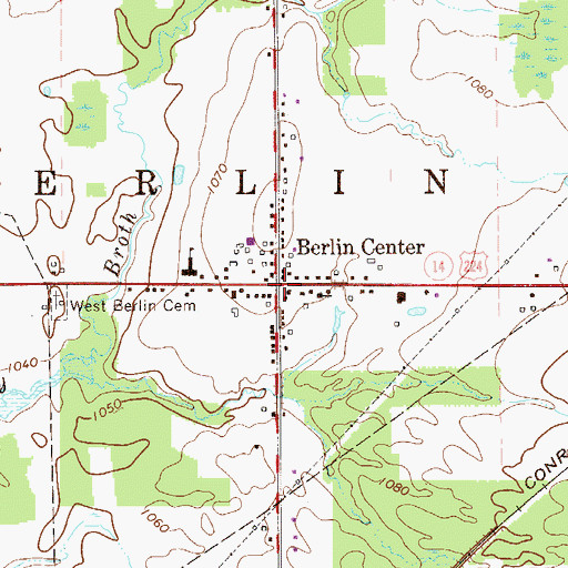 Topographic Map of Berlin Center, OH