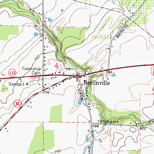 Topographic Map of Berlinville, OH