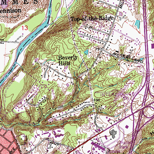 Topographic Map of Beverly Hills, OH