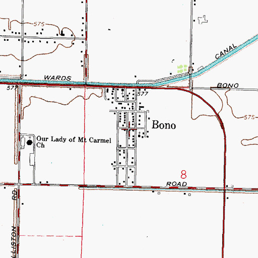 Topographic Map of Bono, OH