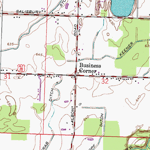 Topographic Map of Business Corner, OH