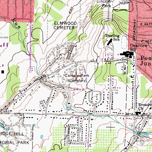 Topographic Map of Calvary Park, OH