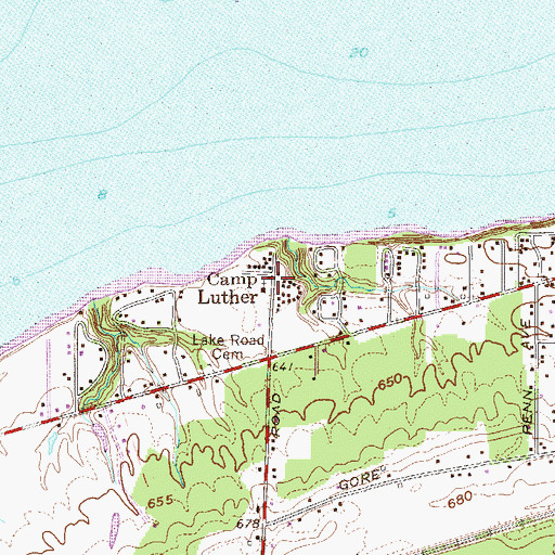 Topographic Map of Camp Luther, OH