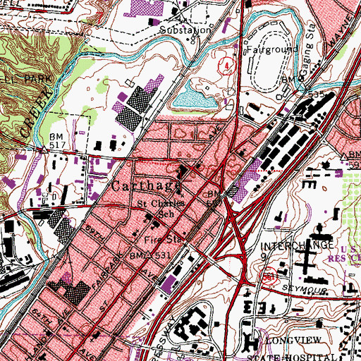 Topographic Map of Carthage, OH