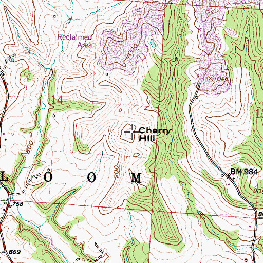 Topographic Map of Cherry Hill, OH