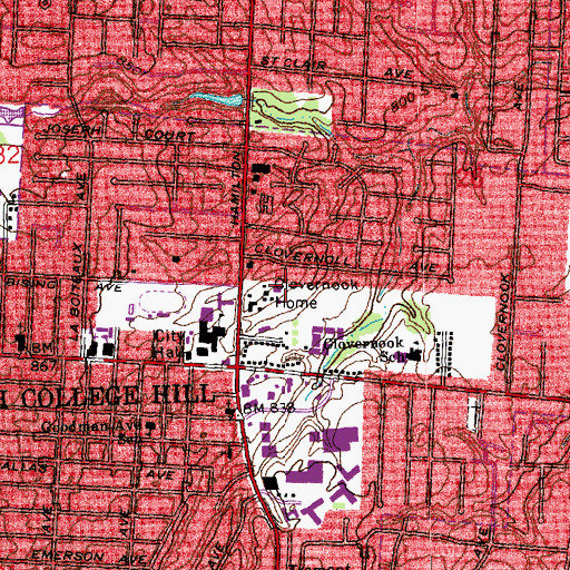 Topographic Map of Clovernook Home, OH