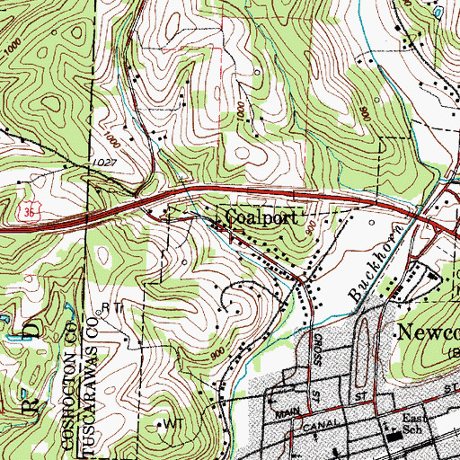 Topographic Map of Coalport, OH