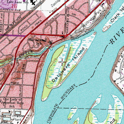Topographic Map of Delaware Island, OH