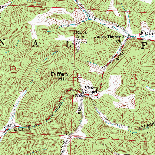Topographic Map of Diffen Hill, OH