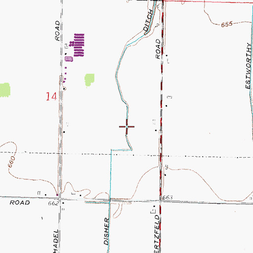 Topographic Map of Disher Ditch, OH