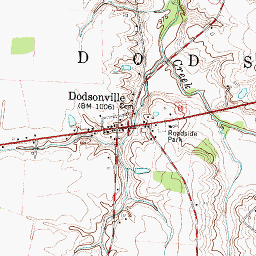 Topographic Map of Dodsonville, OH