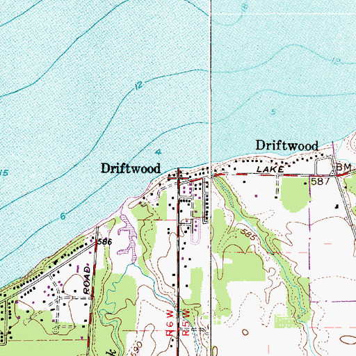 Topographic Map of Driftwood, OH
