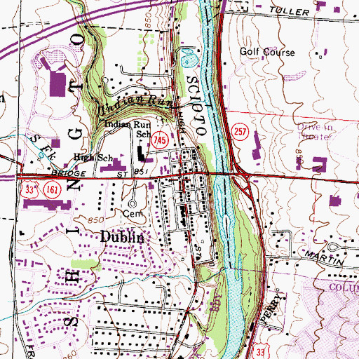 Topographic Map of Dublin, OH