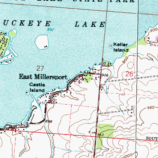 Topographic Map of East Millersport, OH
