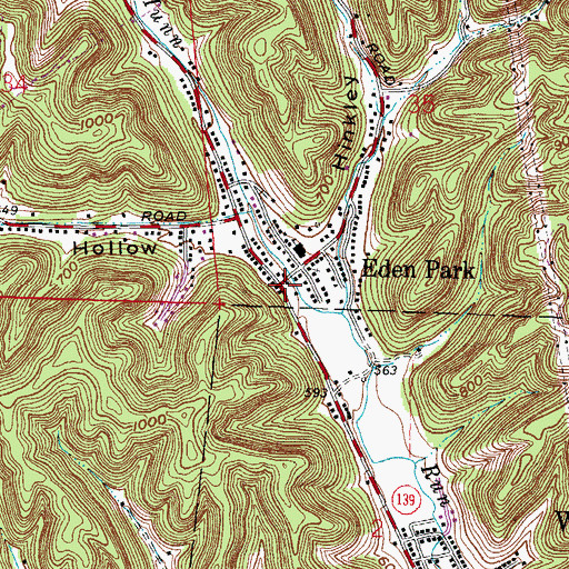 Topographic Map of Eden Park, OH
