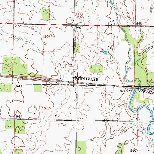 Topographic Map of Edenville, OH