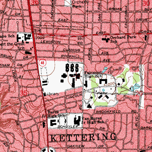 Topographic Map of Fairmont High School, OH