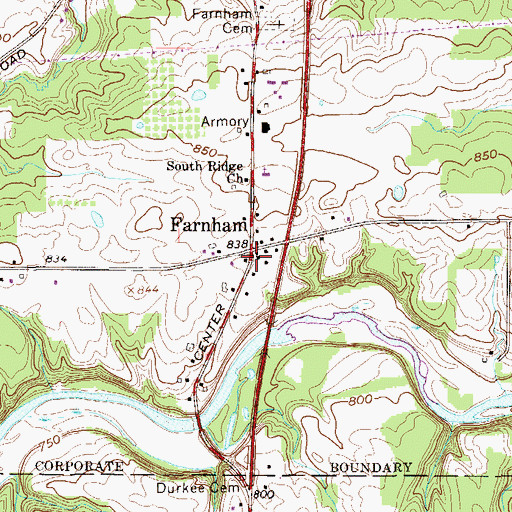 Topographic Map of Farnham, OH