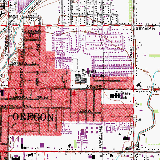 Topographic Map of Fassett Junior High School, OH