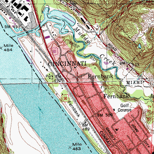 Topographic Map of Fernbank, OH