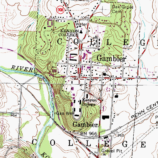 Topographic Map of Gambier, OH