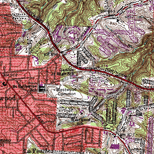 Topographic Map of Gamble Middle School, OH